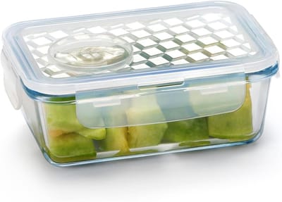 Glazen voedselopslagcontainer 0.45L met lekvrije luchtdichte deksels - magnetron- en ovenbestendig - maaltijdbereidingscontainers
