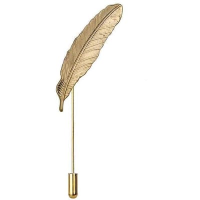 Nieuwe Retro Stijl Veer Sjaal Speld Revers Speld Herenpakken Blad Broches Bruiloft Feest Corsage Kraag Boutonnière Staf Pak Speld beige