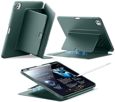 ESR Hoes Geschikt voor iPad Pro 13 (2024 / 2025) - Flip Magnetic Book Case - Beschermhoes met Multi-Angle Standaard - Sleep/Wake - Pen Houder - Groen