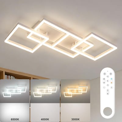 ANTENLICHT LED Plafondlamp - Plafonniére Wit - 3 LED Plafondlampen - Woonkamer Lamp - Dimbaar - Met Afstandsbediening - 3000K-6500K - 7200LM - 75W