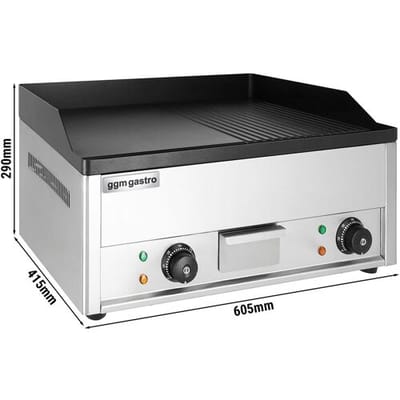 GGM Gastro Elektro Bratplatte - 4,4 kW - Glatt & Gerillt - Bratfläche: 600x335mm