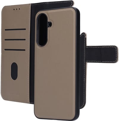 Mobiparts hoesje geschikt voor Samsung Galaxy A36 - Wallet 2-in-1 Boekhoesje - MagSafe - Echt Leder - Uitneembare Case - Sterke Magneet Sluiting - Contactloos betalen - Beige