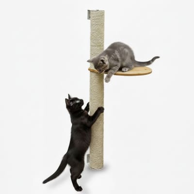 96 cm Wandkrabpaal met 1 Bamboe Plank - Katten Klimboom van Sisal - Krabpaal met Muurbevestiging