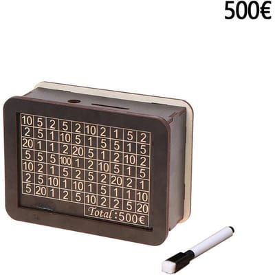 500/1000/2000/3000/5000/10000 Euro Spaarpot Spaarpot Houten Spaarpot Herbruikbare Spaarpot met Spaardoel en Cijferdozen black