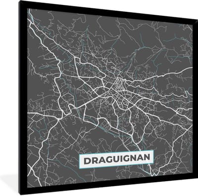 Fotolijst incl. Poster - Draguignan - Frankrijk - Stadskaart - Kaart - Plattegrond - 40x40 cm - Posterlijst