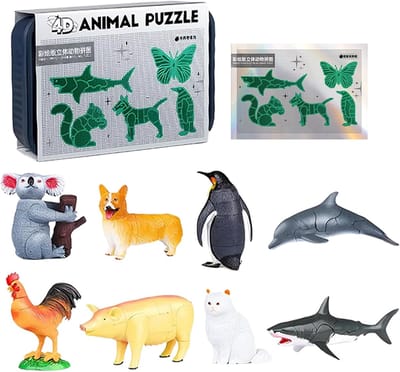 Dierenpuzzels Kinderen - Bouwsets Realistisch - Cognitieve Ontwikkeling - Stapsgewijze Uitdaging - 375 x 27 cm - Primair