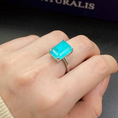 koperen temperament genereus smaragd vierkante ring Paraiba eenvoudige vrouwelijke zirkonia ring feestbanket sieraden geschenk 10 beige