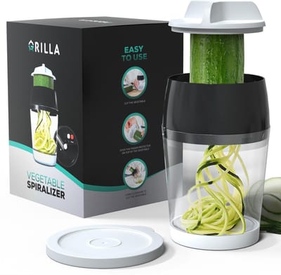 Grilla Spiraalsnijder - Spirelli - Spiralizer voor Groenten - Courgettesnijder Spiraal - Dunschiller - Zwart