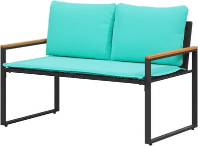 Buitenbank Rattan - Tuinbank Terrasbank - Ontspannen Buiten - UV-bestendig Acacia armleuningen - 115 x 65 x 72 cm