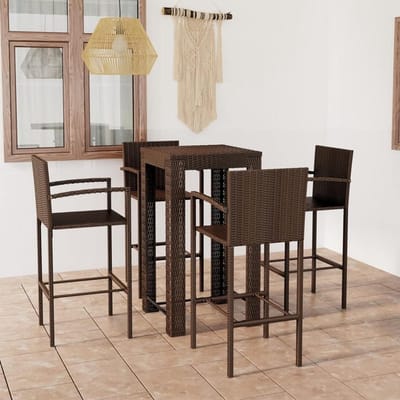 Tuin Barset - Tafel en Stoelen - Buiten Ontspannen - Weerbestendig Rotan - 5-delig - Bruin