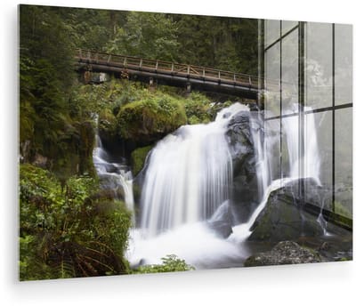 ® Glasschilderij 180x120 cm - Schilderij acrylglas - Waterval in het Zwarte Woud van Duitsland - Foto op glas - Muurdecoratie woonkamer - Wanddecoratie slaapkamer - Schilderijen