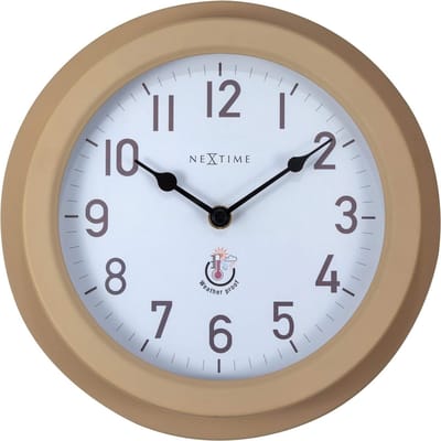 NeXtime Poppy – Buitenwandklok – 22 cm – Metaal – Bruin – Weerbestendig