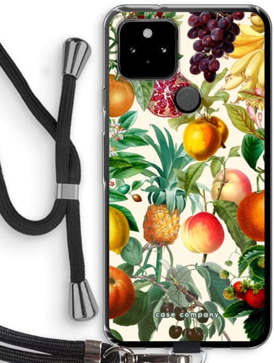 Case Company® - Hoesje met koord geschikt voor Google Pixel 5 hoesje met Koord - Classic Flora - Telefoonhoesje met Zwart Koord - Bescherming aan alle Kanten en Over de Schermrand