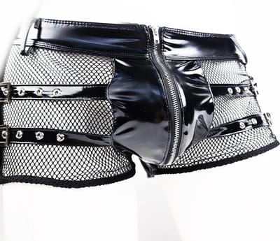 BamBella ® - Boxer short Maat XL Datex Zwart (Latex en stof SM kleding BDSM erotische heren kleding