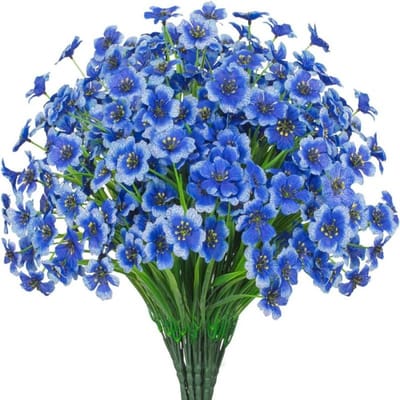 Levendige Rode Kunstbloemen UV-bestendig, Niet-vervagend Buiten Plastic Bloemen blauw