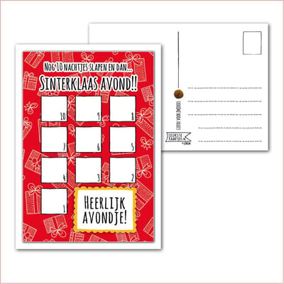 Kaart Sinterklaas -> Aftellen - No: 01-1 (Pakjesavond-Heerlijk Avondje-Rood) - LeuksteKaartjes.nl by xMar