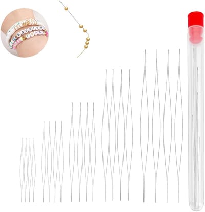 Set van 20 Grote Oog Bead Naalden in 5 Maten - Vouwbare Naalden voor Kralen, Lange Rechthoekige Naalden en Draad voor Sieraden Maken en Ambachten