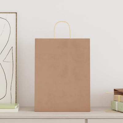 vidaXL - Papieren - zakken - 250 - st - met - hengsels - 32x12x42 - cm - bruin