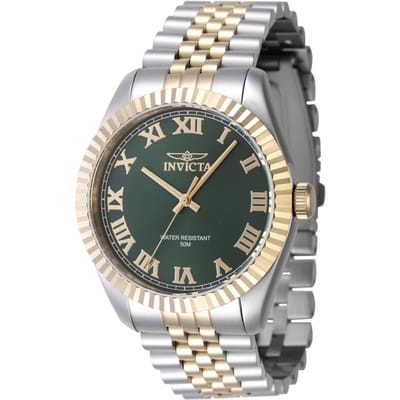 Invicta Specialty 47403 Heren Horloge - Waterdicht - Analoog - Quartz Uurwerk - Roestvrij Staal met groene Wijzerplaat -43mm