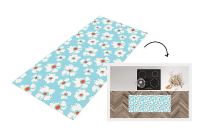 Keukenloper 120x50 cm - Keukenmat vinyl Waterverf - Bloemen - Patroon - Keukenmatten loper - Keuken vloerkleed tapijt