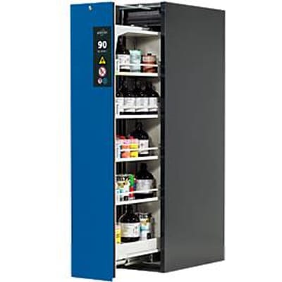 Kast voor gevaarlijke stoffen Asecos V-LINE, type 90, 1 verticale schuif, antraciet/gentiaanblauw