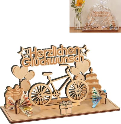 Creatieve Houten Decoratieve Fiets als Geldcadeau, Perfect voor Verjaardagen van Familie, Vrienden en Fietsers