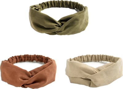 Somstyle 3x Haarband Dames & Meisjes - Sport Hoofdband Elastisch - Groen, Bruin & Beige