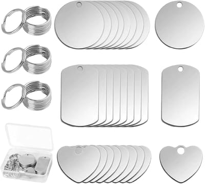 Roestvrijstalen bedels - Blanco hangers - Sieraden maken - Dubbelzijdige gravure - 48-delig - Zilverkleurig