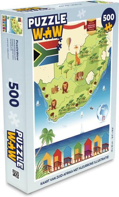 Puzzel Kaart van Zuid-Afrika met kleurrijke illustraties - Legpuzzel - Puzzel 500 stukjes