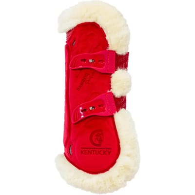 Kentucky Horsewear - Vegan bont Peesbeschermers bamboo elastiek Velvet rood S