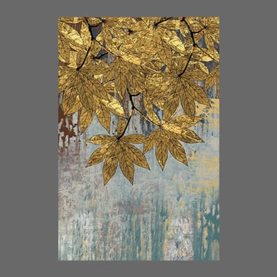 Allernieuwste.nl® Canvas Schilderij Gouden Herfstblad - Kunst aan je Muur - Modern Abstract - Kleur - 60 x 90 cm