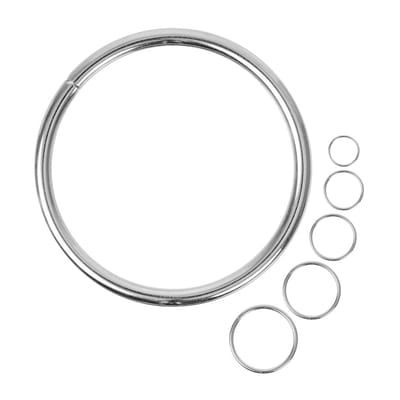 O-ringen van metaal, zilverkleurig, niet gelaste O-ringopening, ronde ring van vernikkeld staal, doe-het-zelf O-ring gesp voor riem