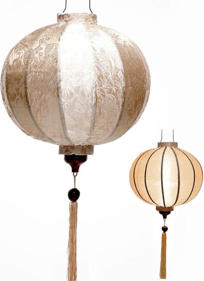 Zijden Lantaarn - Decoratieve Lamp - Woonkamer Decoratie - Handgemaakt Vakmanschap - Ø 47 cm - Champagne Roze