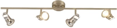 Plafondlamp Spot strip plafondlamp zilver Woonkamerlamp met verstelbare spots, mat nikkel, 4x GU10, LxH 78,5x15cm