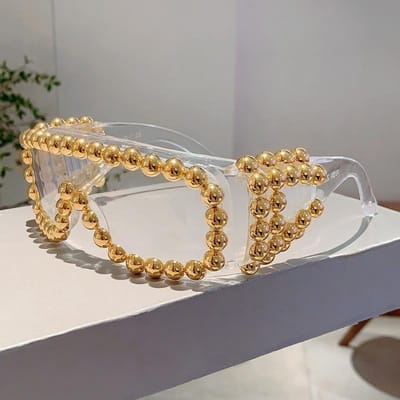 Retro Stijl Designer Oversized Vierkant Vormig Parel Zonnebril Voor Vrouwen Voor Voor Mannen Populair Premium Zonlicht Bril Punk Grote Vormige Montuur As The Picture