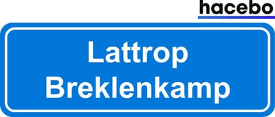 Hacebo - Plaatsnaam Sticker - 29x10 CM - Lattrop Breklenkamp sticker - Verkeersborden sticker - grappige cadeaus - Lattrop Breklenkamp