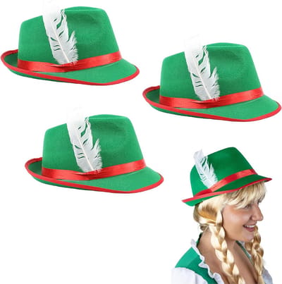 Bayerse Hoed Groen - Tiroler Hoed Elf - Oktoberfest Vieringen - Vilt met Rode Trim - 45 x 30 cm