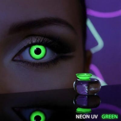 UV Groene Kleurlenzen - Groene uv-contactlenzen zonder sterkte - gekleurde contactlenzen met speciaal uv-effect voor carnaval en cosplay