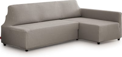 Belmarti® Bankhoes Bali Chaise Longue Rechts 195-220cm breed - Grijs - geschikt voor banken zonder armleuningen - multi-elastische kwaliteit met uitzonderlijk aanpassingsvermogen