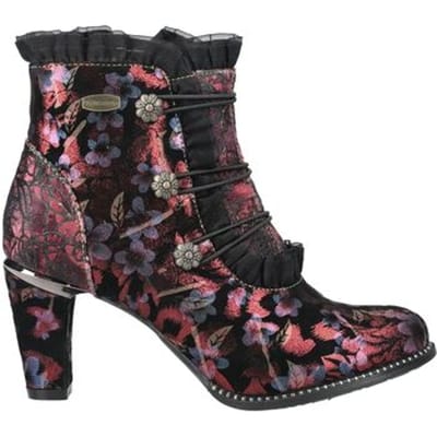 Laura Vita Floral Dames Victoriaanse rode leren enkellaarzen - Alcbaneo-130