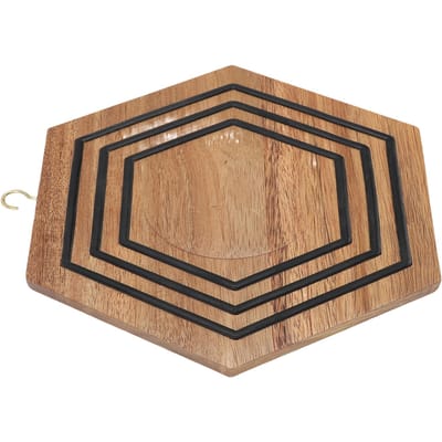 Magnetische Houten Onderzetter Zeshoekige Houten Pannenonderzetter Antislip Pannenkussen voor Koekenpannen Borden black