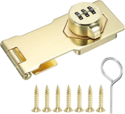 Drie Gaten Kast Combinatieslot - Hasp Sloten Met 3 Cijfer Wachtwoord Voor Lade En Kast - Goud - Veiligheid - Opbergruimte
