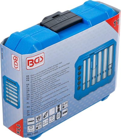 BGS Set cardan-dopsleutels voor bougies (voorverwarming en ontsteking) - 11 delig