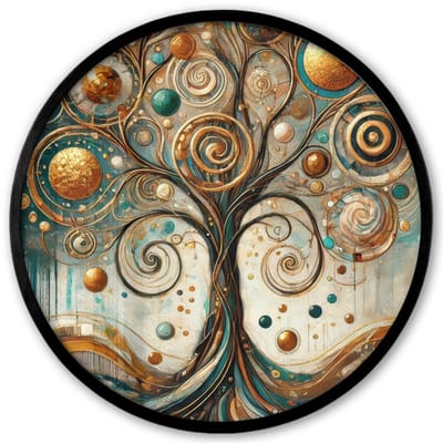 Poster in lijst Rond - Fotolijst 40x40 cm - Posters - Levensboom - Boom - Abstract - Modern - Ronde posterlijst zwart - Decoratie - Wanddecoratie woonkamer - Muurdecoratie slaapkamer