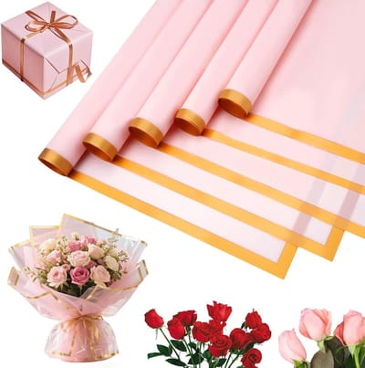 20 Vellen Waterdicht Cadeaupapier voor Bloemenboeketten, 58x58cm, Perfect voor Trouwen, Verjaardagen en Creatieve Verpakkingen in Roze