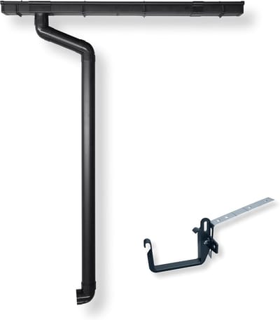 Dakgoot Bakgoot - Regenwater Systeem - Huis Beschermen - Compleet PVC Set - Tot 400cm Dak - Antraciet