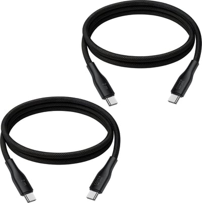 Lange usb C kabels 2 meter - Set van 2 - Usb C naar C - Oplaadsnoer - Stevig - Nylon - Lang - Zwart