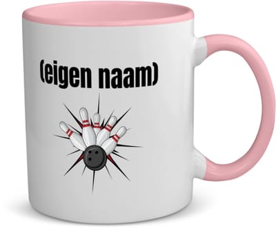 Akyol - bowlen kegels met eigen naam koffiemok - theemok - roze - Bowlen - ieman die graag bowlt - sport - bal - kegels - cadeau - verjaardag - kado - 350 ML inhoud