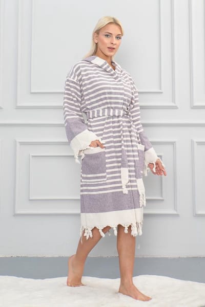 Lubna Home Badjas XL -Zachte Katoen -Strant Badjas XL -LILA