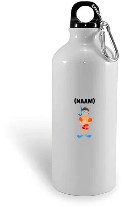 Hacebo® - jongen met snorkel met je eigen naam waterfles - Zwemmen - sport liefhebbers - mensen die houden van zwemmen - zwemdiploma - zwemcadeau - verjaardagscadeau - verjaardag - cadeau - kado - geschenk - gift - water fles - 400ML